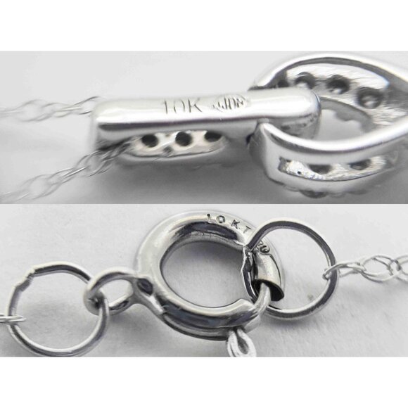 0.3 ctw Diamond Cluster Infinity Loop Pendant Necklace 10k White Gold - Picture 4 of 5